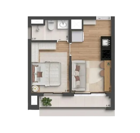 Foto da planta de 30 metros quadrados do Auren Vila Clementino